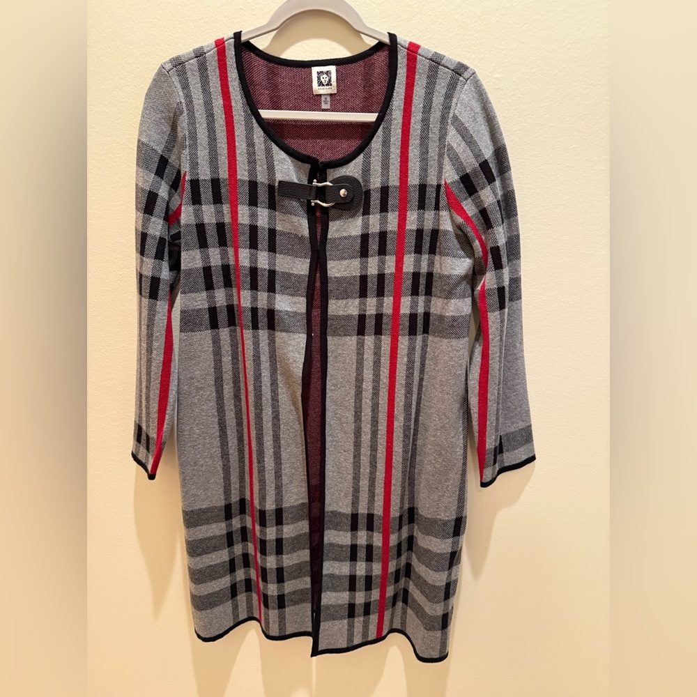 Anne Klein Red and Black Knit Sweater